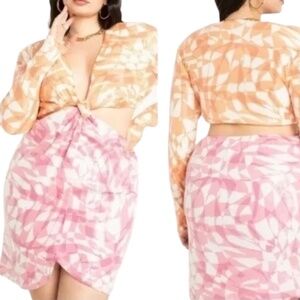 Eloquii x Melissa Mercedes Sequin Cut-out Knot Front Women's Blocked Mini Dress